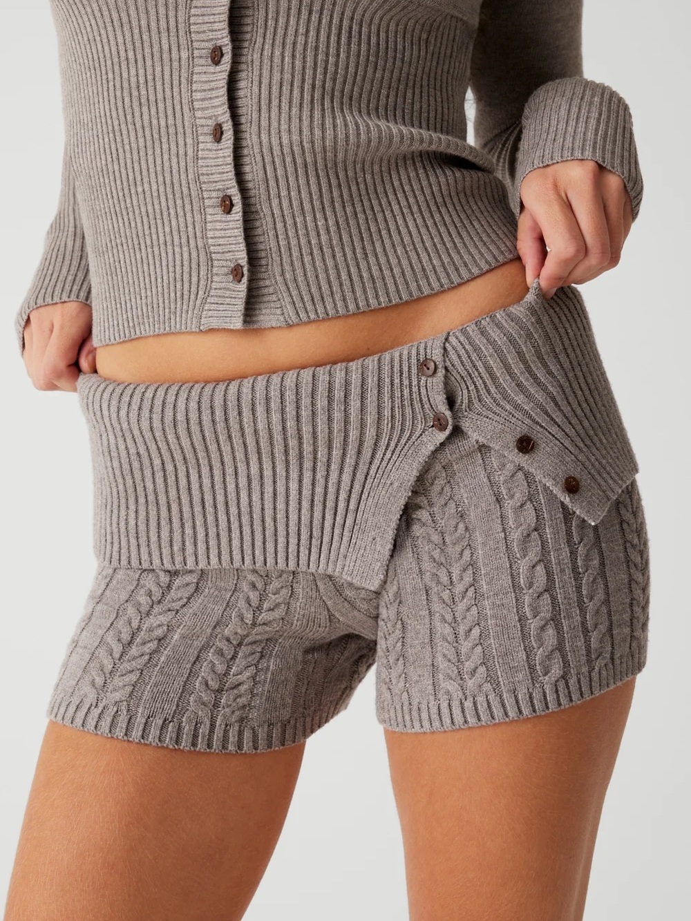 Frankies Bikinis Nolan Cloud Knit Shorts in Dark Pearl